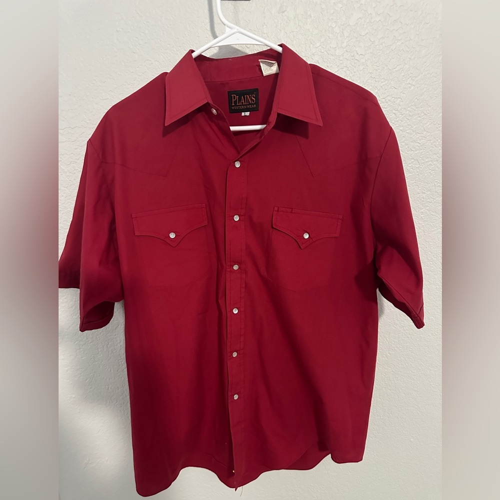 Red plains brand snap button up shirt
